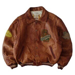 Vintage 1991 Avirex Collegiate Wear Champs Leather Varsity Jacket - L